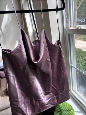 Pleione Satin Cowl Neck Tank in Mauve